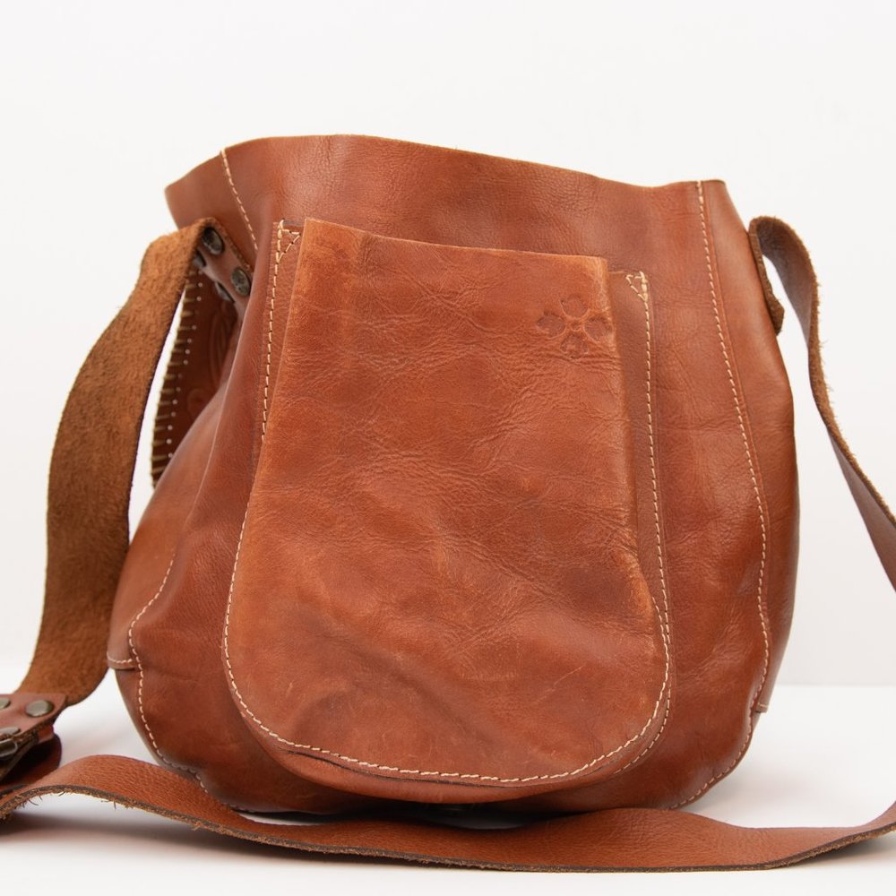 Patricia Nash Barcellona Purse Saddle Bag Tooled 100% Leather Camel Brown - Picture 3 of 12